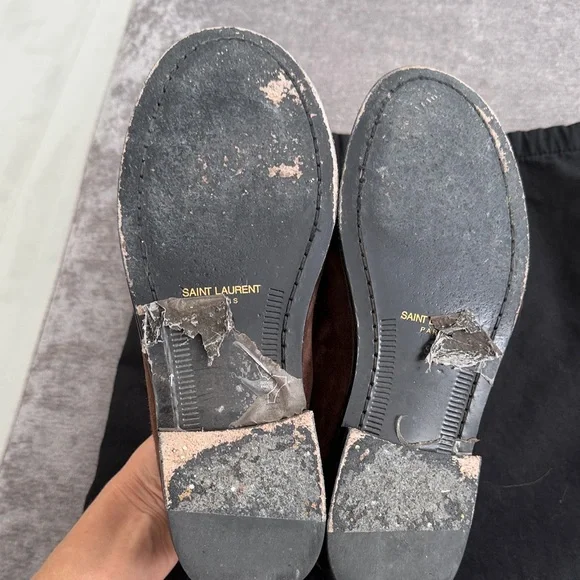 Saint Laurent Dark Brown Suede Loafers Size 8 (38). - Picture 6 of 8